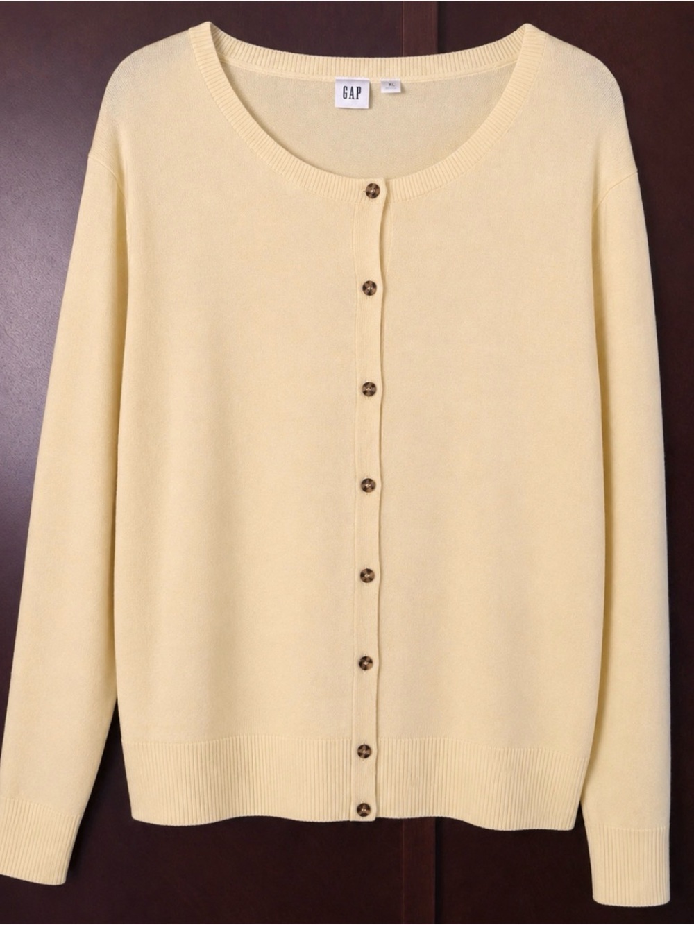 GAP Women's Pale Yellow Button-Down Cardigan